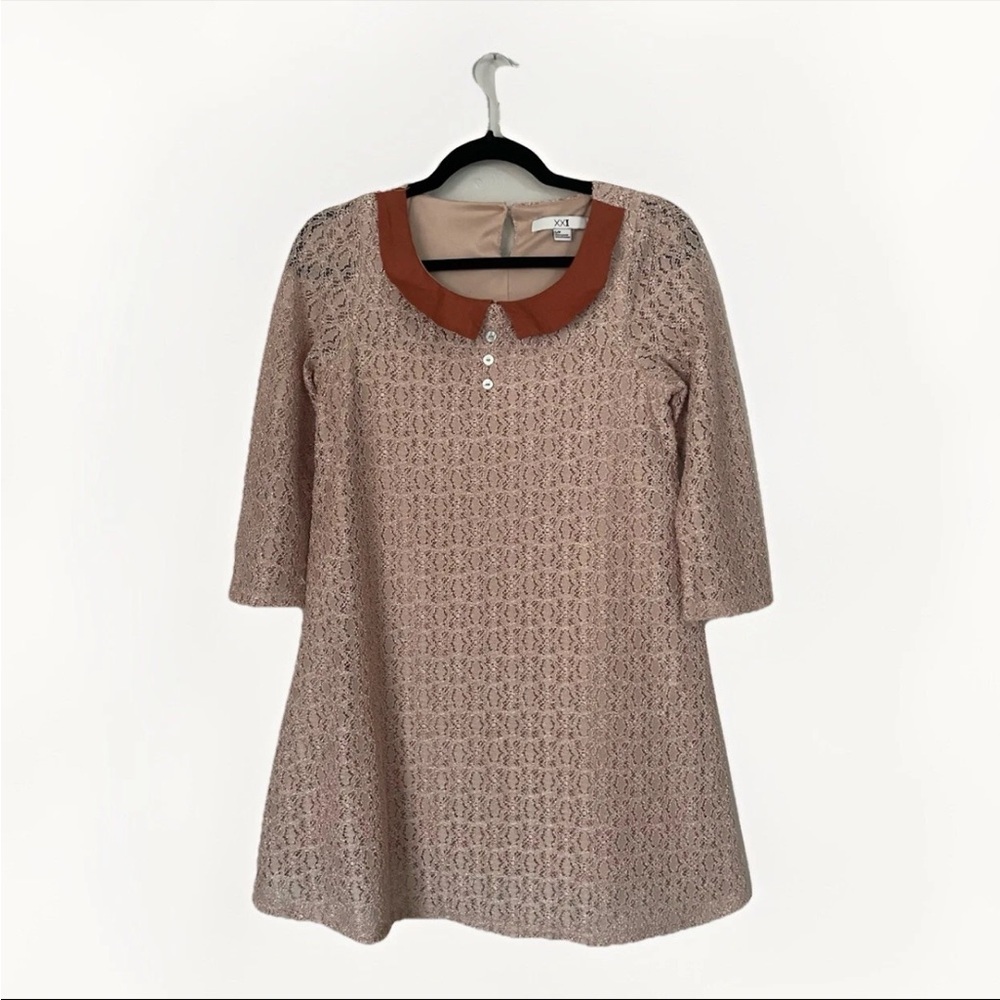 XXI Women’s Beige Lace Collared Mini Dress Small Vintage Inspired